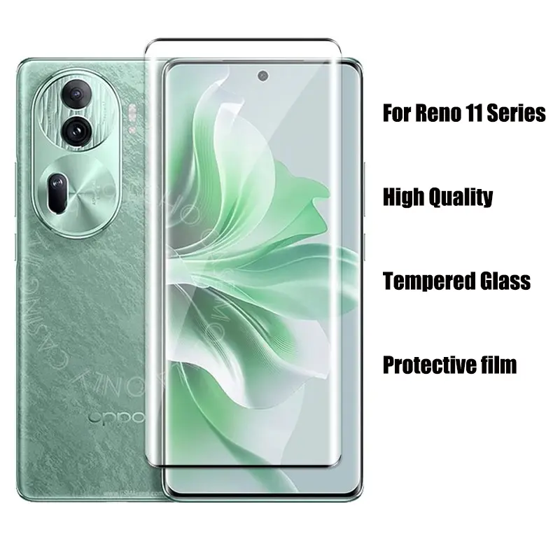 For OPPO Reno 11 5G /11 Pro Full Cover Curved Screen Tempered Glass HD Clear Protective Anti Scratch Glass Film