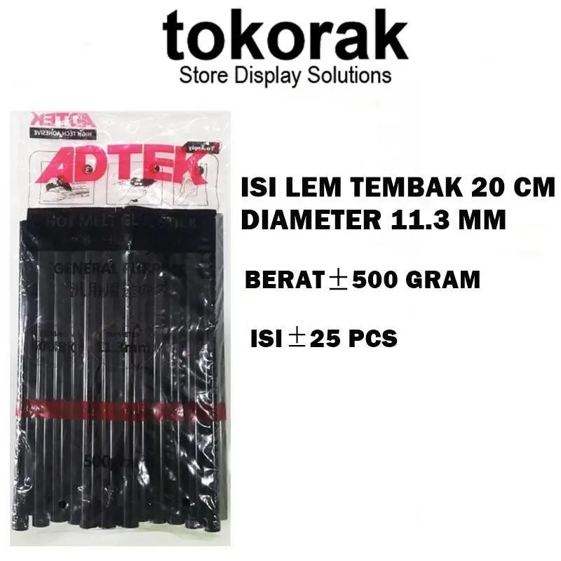 (COD) PROMO ADTEK - GLU STIK BESAR HITAM - ISI REFILL LEM TEMBAK BAKAR 11,3MM X 20CM HITAM - HOT MELT GLUE STICK BESAR HITAM 2