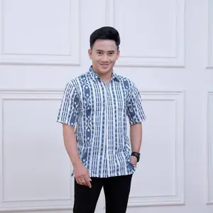 Venya Store - Batik Pria Lengan Pendek Modern Premium Halus Motif Songket Kode 002 size M L XL  reguler Hem Batik Pria Premium Terlaris
