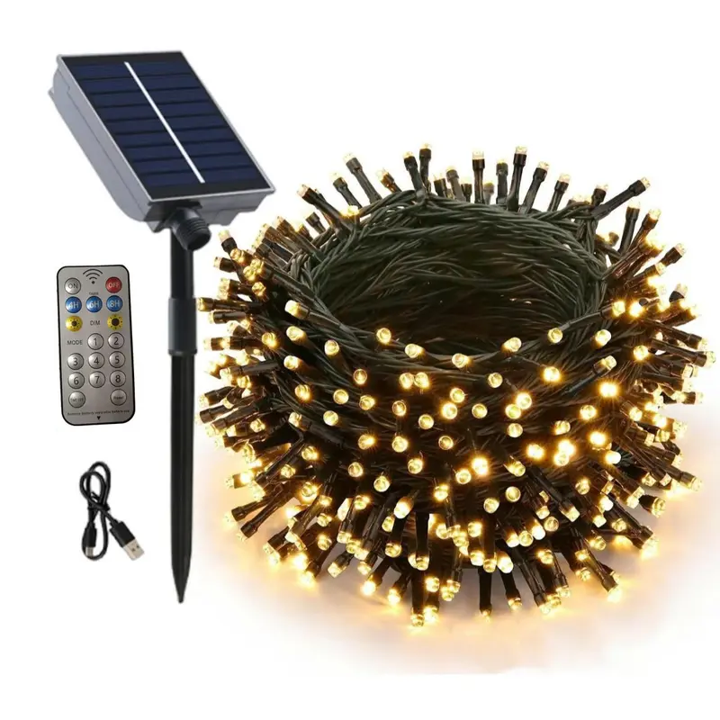 Solar Powered LED String Light, 32M 300LEDs Solar Holiday Lighting with 8 Lighting Modes, Outdoor Waterproof Decoration Light for Garden, Patio, Yard 0