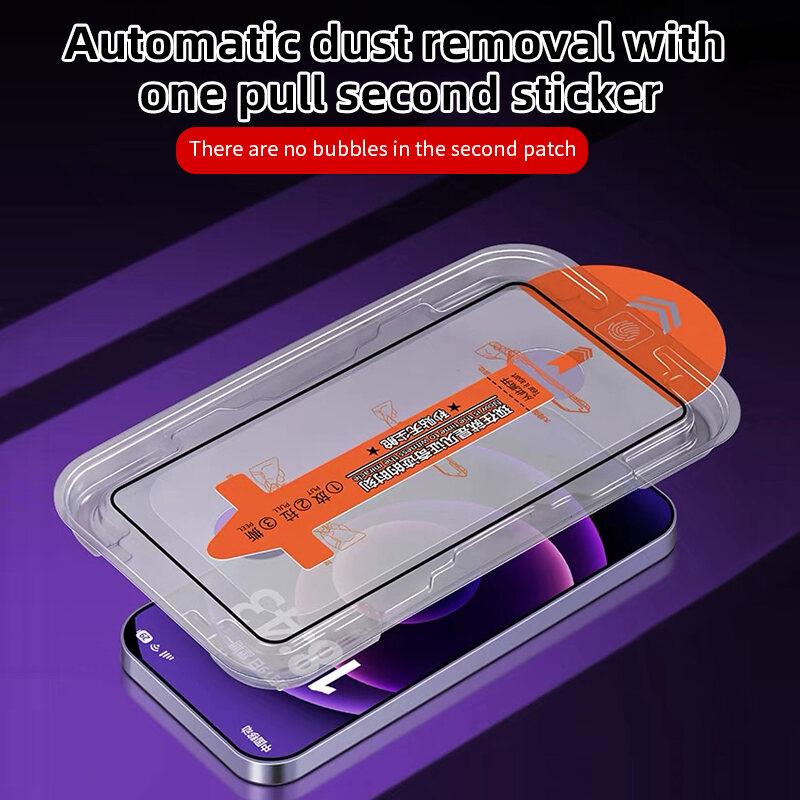 Product Introduction of [ Easy Install ] HD Clear Anti Blue Purple Light Privacy Tempered Glass For iPhone 16 15 14 Pro Max Plus13 12 11 X XS XSMax XR One-Click Dust Free Installation Screen Protector Alignment Mounting Cover 1