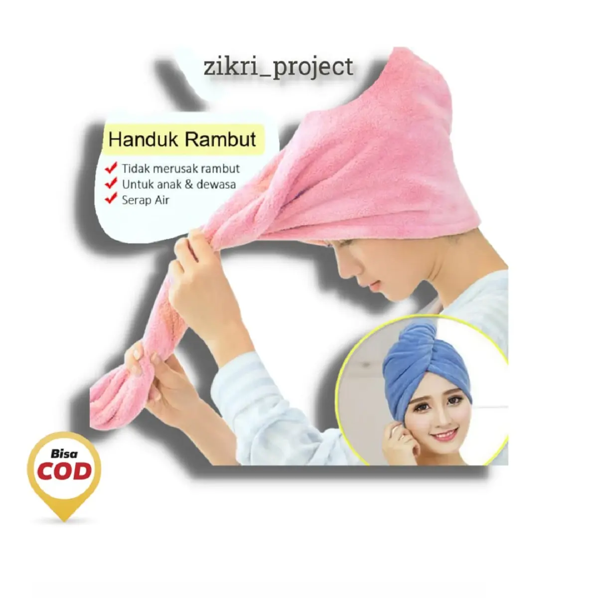 HANDUK PENGERING RAMBUT IMPORT PREMIUM /Handuk Keramas Model Kancing / Topi Beruang / Topi Pita Import Microfiber Handuk towel
