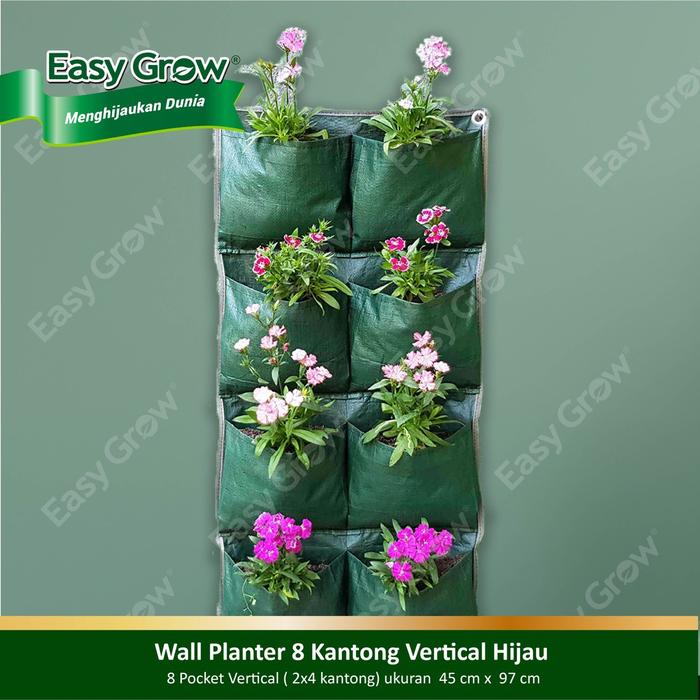 Gambar Easy Grow Wall Planter 8 Kantong Vertikal Warna Hijau dari Easy Grow_NEW Kab. Gunungkidul Tokopedia