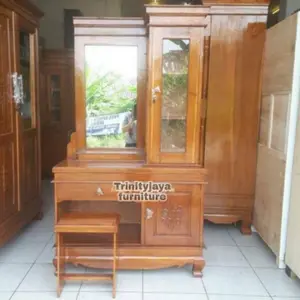 (GRATIS MASKER) Meja Rias Kayu Jati