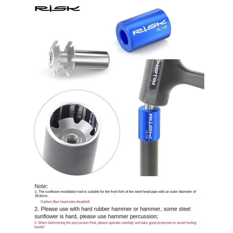 Product Introduction of New RISK Bike Headset Installer Tool Steel Disassembly Bike Star Nut Tool Bicycle Sunflower Installation Tool for MTB Road Bike 29