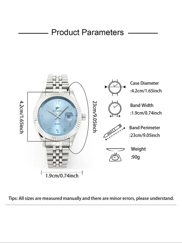 Ricecgo Men's Classic Quartz Watch, Business Style, Stainless Steel Strap, Ideal Gift for Birthdays Or Special Occasions, Father's Day Gift 1