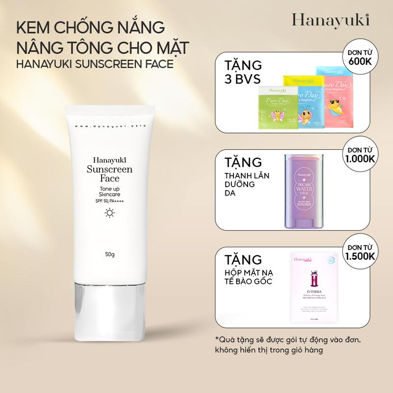 Kem Chống Nắng Nâng Tông Mặt Dưỡng Da Cho Mặt Hanayuki Sunscreen Face [TẶNG QUÀ ĐƠN TỪ 600K]