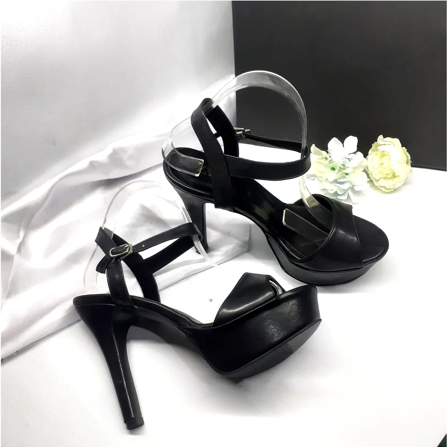 Moozashoes Doff Sepatu Sendal High Heels Wanita 12 cm Cream Hitam
