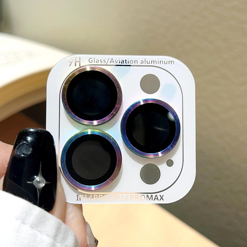 Product Introduction of CD pattern lens film Luminous  Camera Lens Protector for IPhone16 15 14 13 12 11 Pro Pro Max Mini Rear Camera Lens Cover Metal Protector Ring Phones Casing Protection Dustproof 6