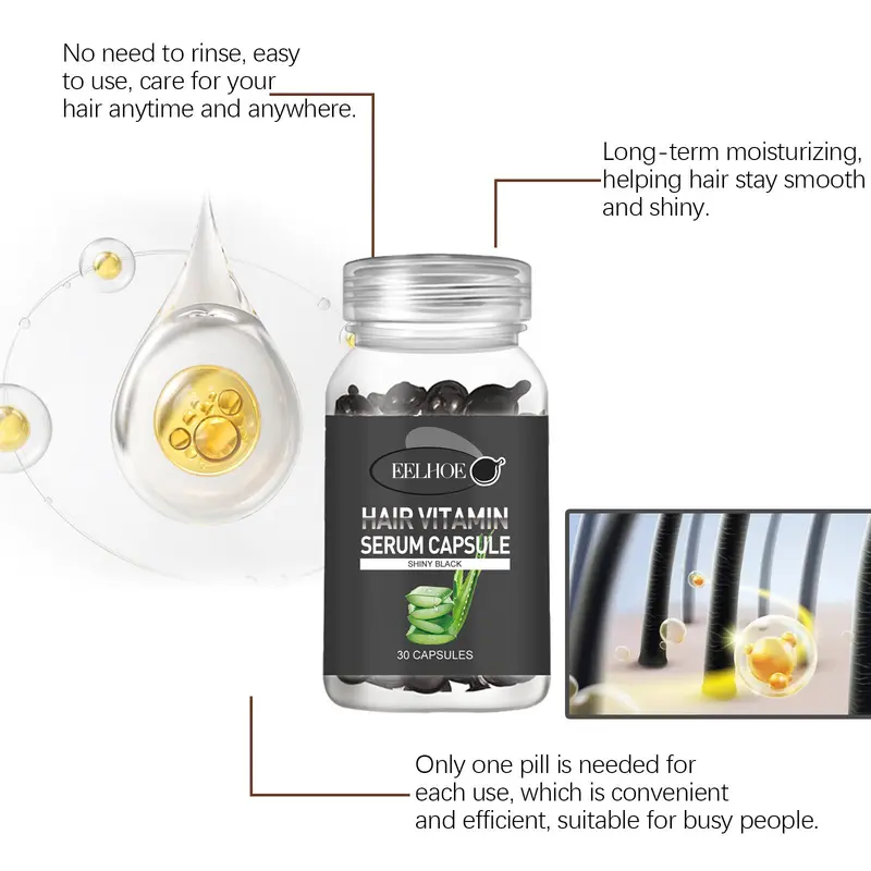 Hair Vitamin Capsule Serum, 30pcs/box Hair Care Oil Capsule, Moisturizing Smoothing Hair Serum, Hair Care Product for Men & Women 3