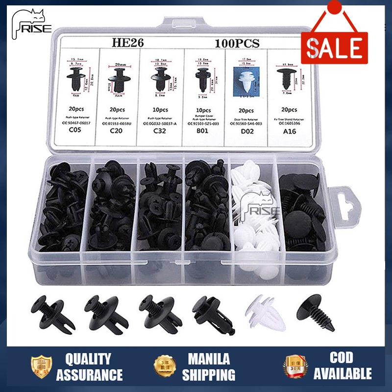 RISE 100PCS Auto Fastener Clip Car Body Push Retainer Pin Rivet ...