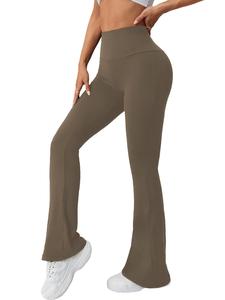 Leggings acampanados sólidos de cintura alta para mujer, cómodos pantalones casuales con fondo de campana para yoga, gimnasio, entrenamiento, correr, parte inferior de mujer para todas las estaciones