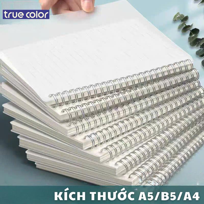 Sổ lò xo kép 160 trang A5 B5 A4, vở bìa trong giấy kẻ ngang caro tự trang trí dành cho học sinh sinh viên sổ  còng