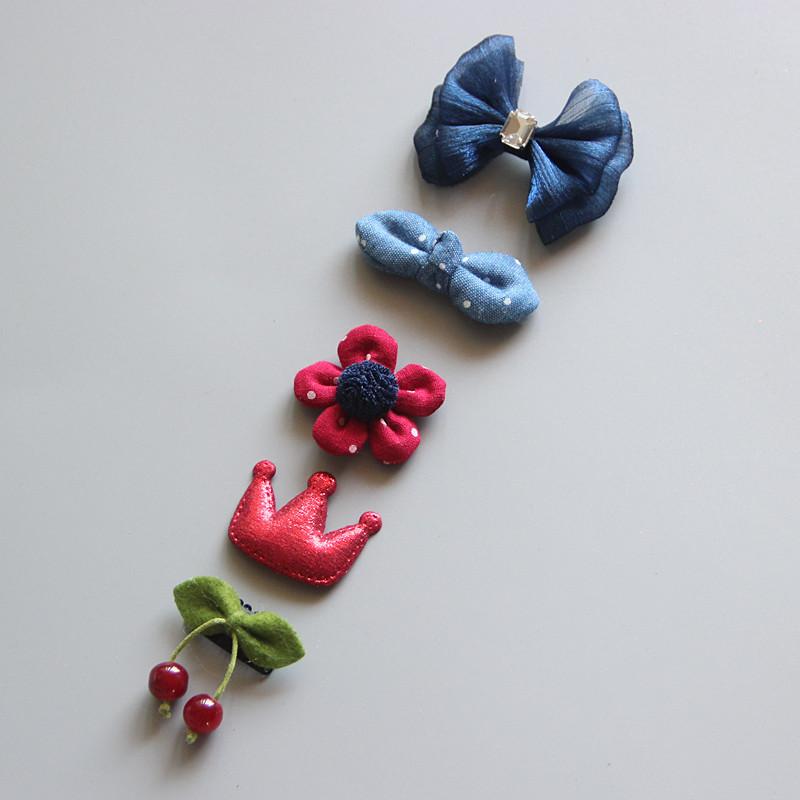 Product Introduction of Korean hand-made baby hairpin edge clip Baby hair clip Children's headdress hairpin Princess hairpin five-piece set 8