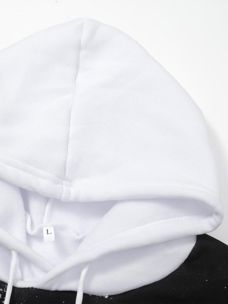 Product Introduction of Unisex Men's Splash Ink Print Drawstring Hoodie, Fashion Long Sleeve Pocket Sweatshirt for Daily Outdoor Wear, Men Clothes Pullover Tops for Spring & Fall, Menswear, Emo Outfits 3