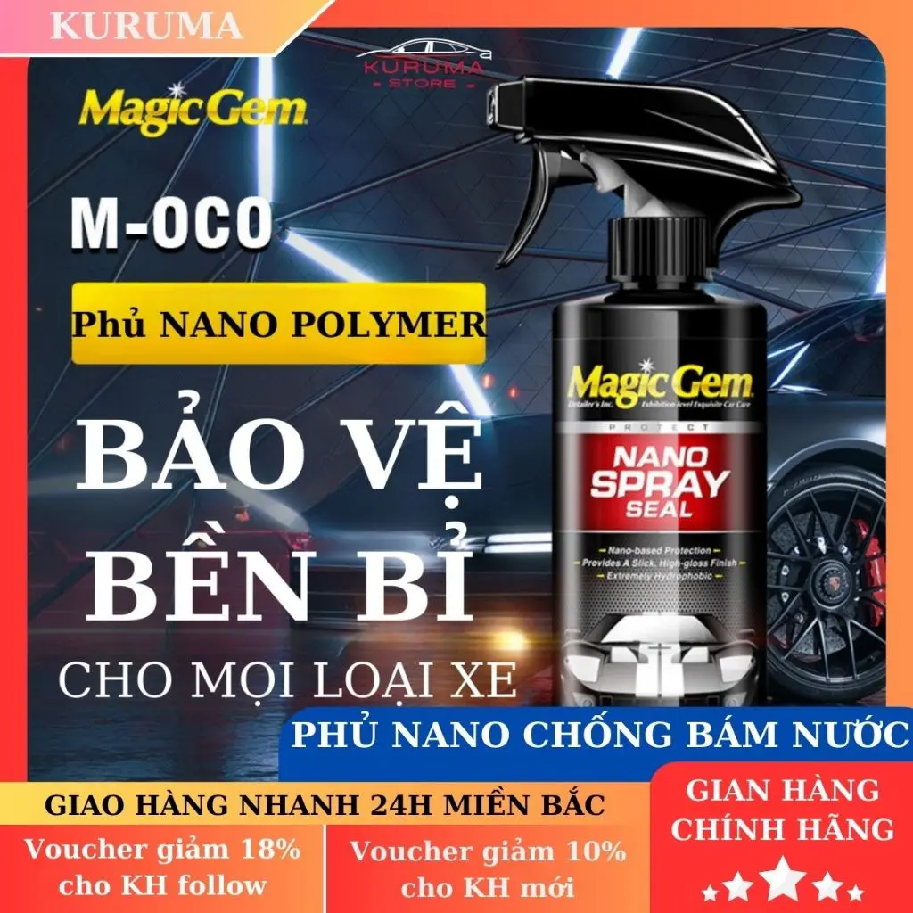 Chai xịt bóng xe NANO SPRAY SEAL phủ bóng sơn xe ô tô, xe máy và tạo hiệu ứng lá sen chống bám nước