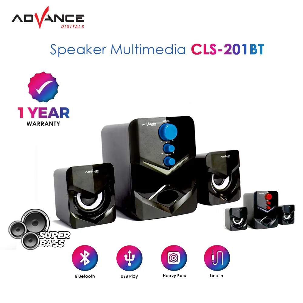 Advance Speaker Bluetooth CLS-201BT Multimedia Aktif 2.1 Stereo Music Box Subwoofer Karaoke USB