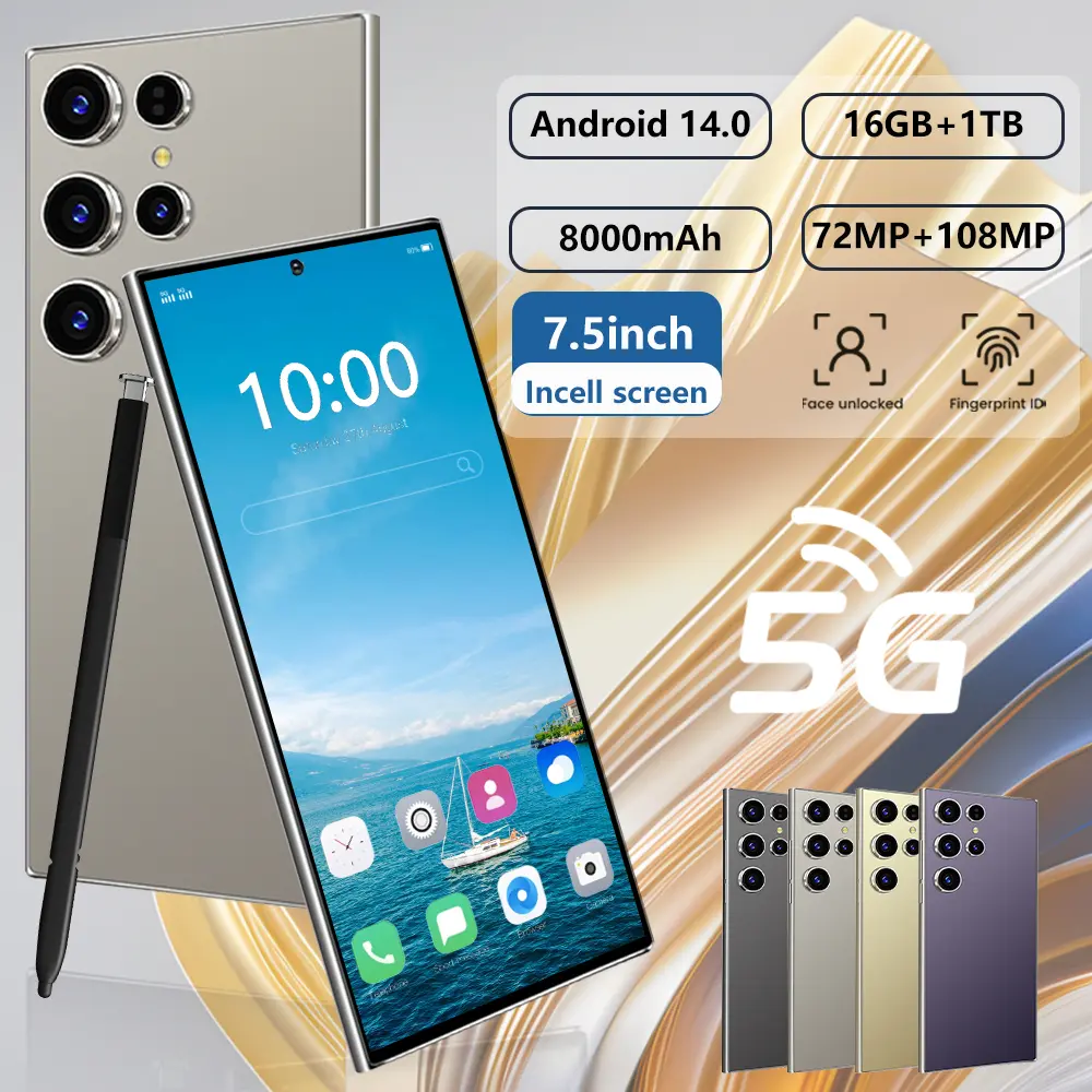 Samsug S24 Ultra Điện Thoại Mới Nhất Năm 2025, 7.5 Inch, Android14.0 5G,16GB RAM, 1TB Dung Lượng, 8000mAh Pin, 108MP Camera