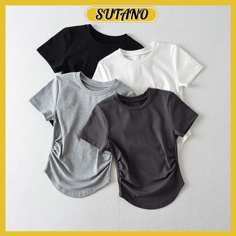Áo Thun Nữ Vạt Bầu Nhún Eo Xinh xắn Áo kiểu nữ vải thun tăm co giãn A333 SUTANO
