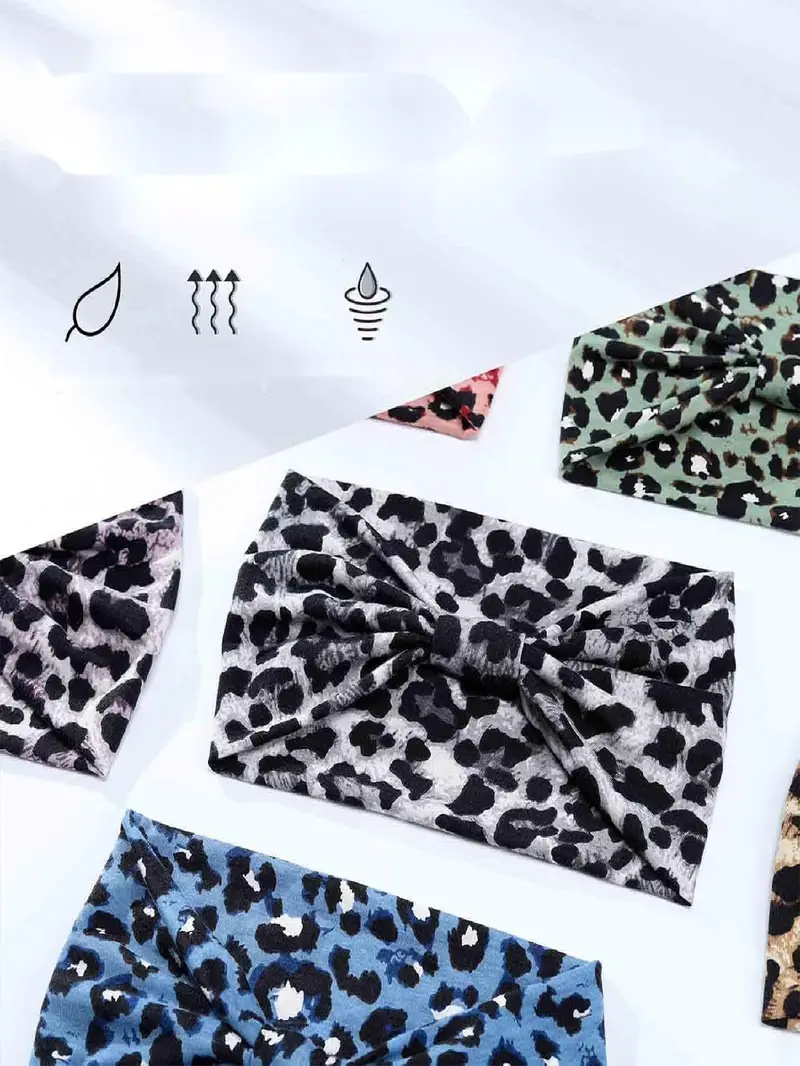 Product Introduction of Boho Style Leopard Pattern Hair Band, Elastic Hair Band for Women & Girls, Fashion Hair Accessories for Gym Workout Running 3