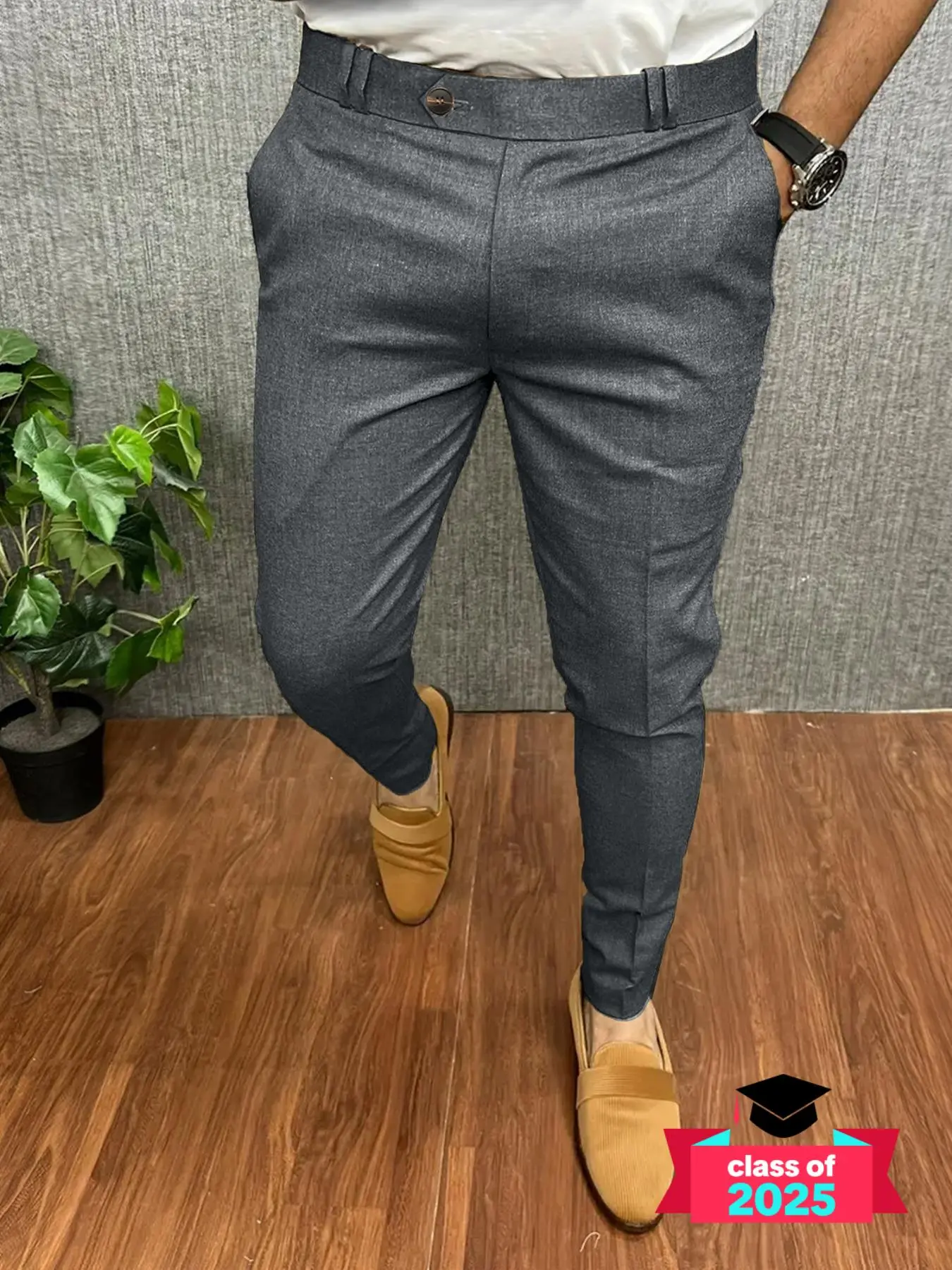 Men's Solid Color Suit Pants, Slim Fit Casual Comfy Trousers for Work Office Business, Men's Bottoms for Spring & Fall, Menswear