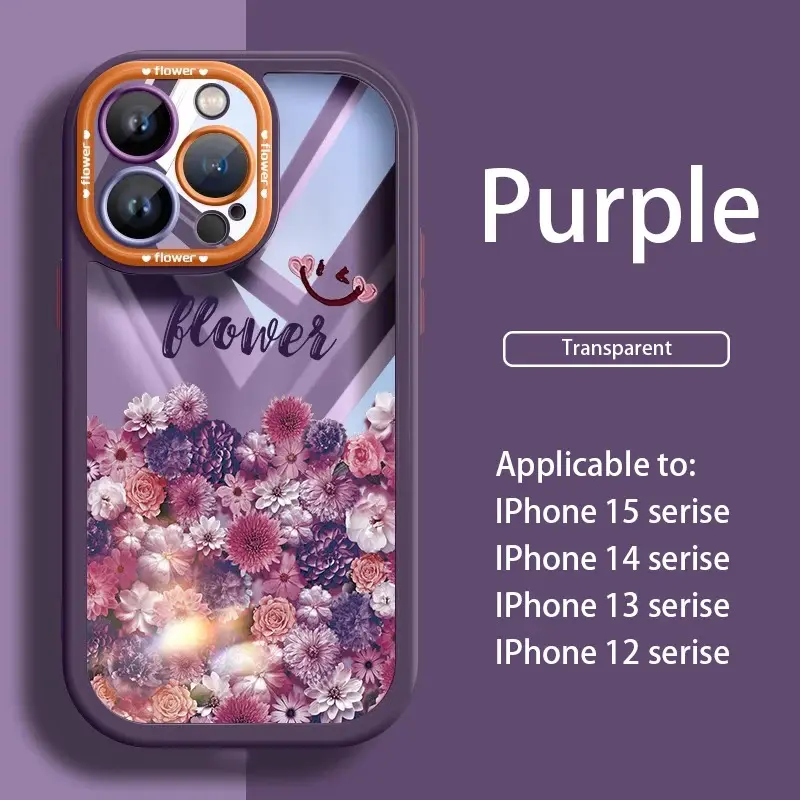 flower pattern TPU soft shell for iPhone 15 Pro Max mobile phone case quakeproof 14 13 12 11 accessories back cover Handheld Protection