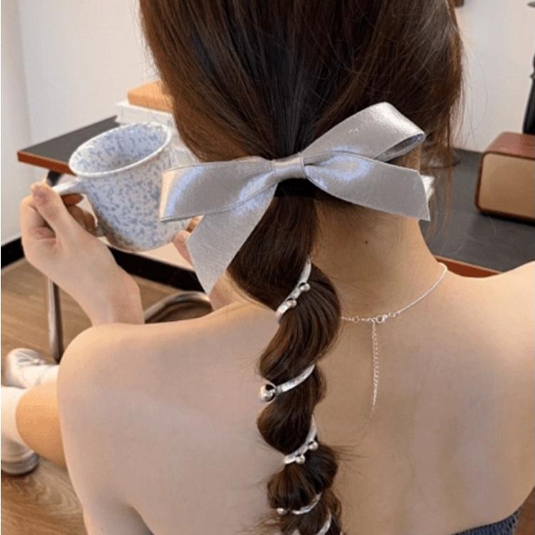 Băng Đô Nơ, Màu Bạc, Dây Đeo Điện Thoại Hạt, Buộc Tóc Đuôi Ngựa, Bện Bong Bóng Ngọt Ngào, Dụng Cụ Tóc Bện 9