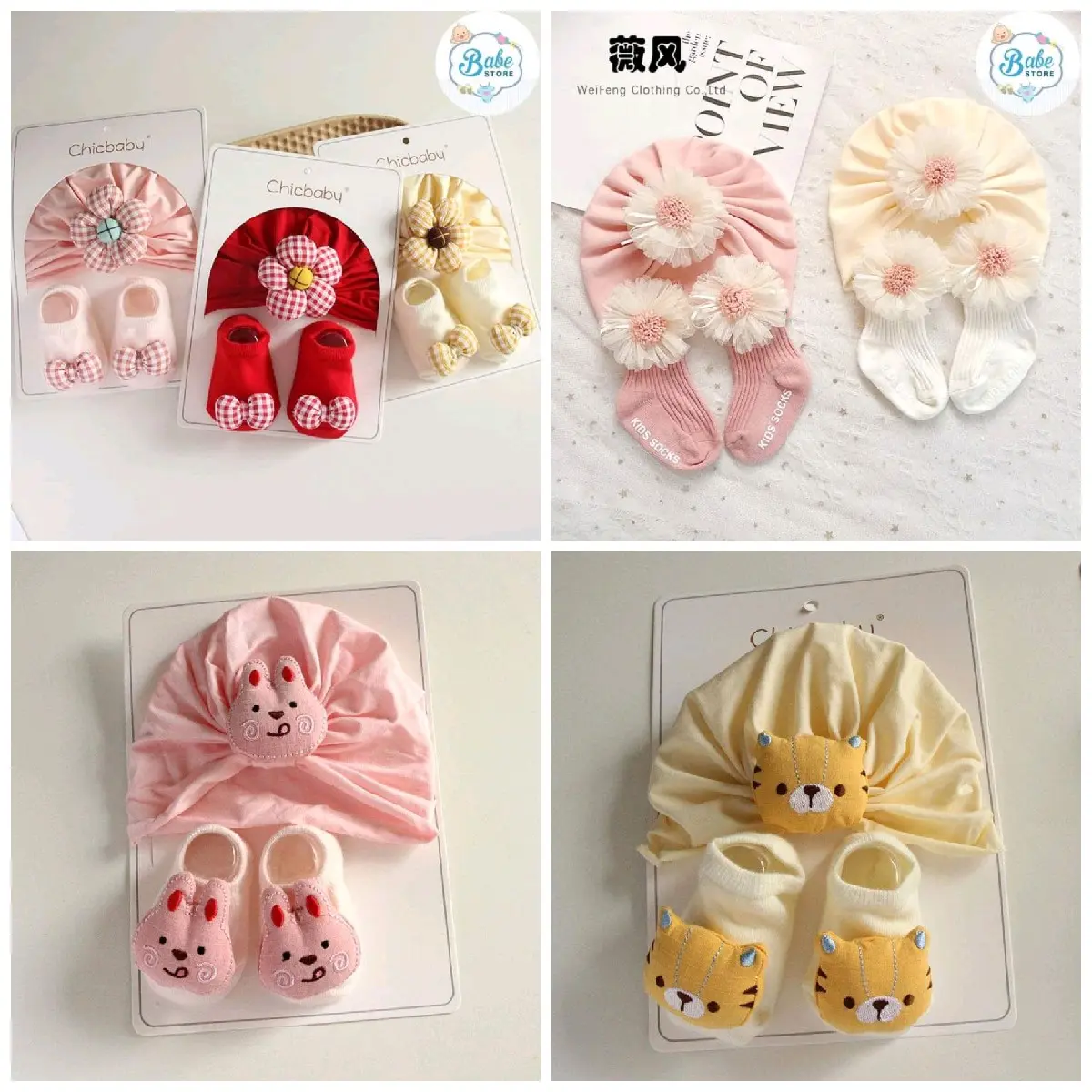 set mũ tất cho bé 0-12 tháng