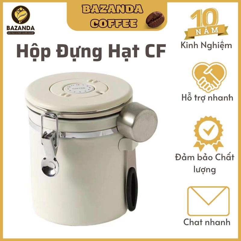 Hộp đựng hạt cà phê 1500ml, ngũ cốc, hút chân không, Inox đa hướng đóng kín tiện lợi, có thìa Đựng Gia Vị