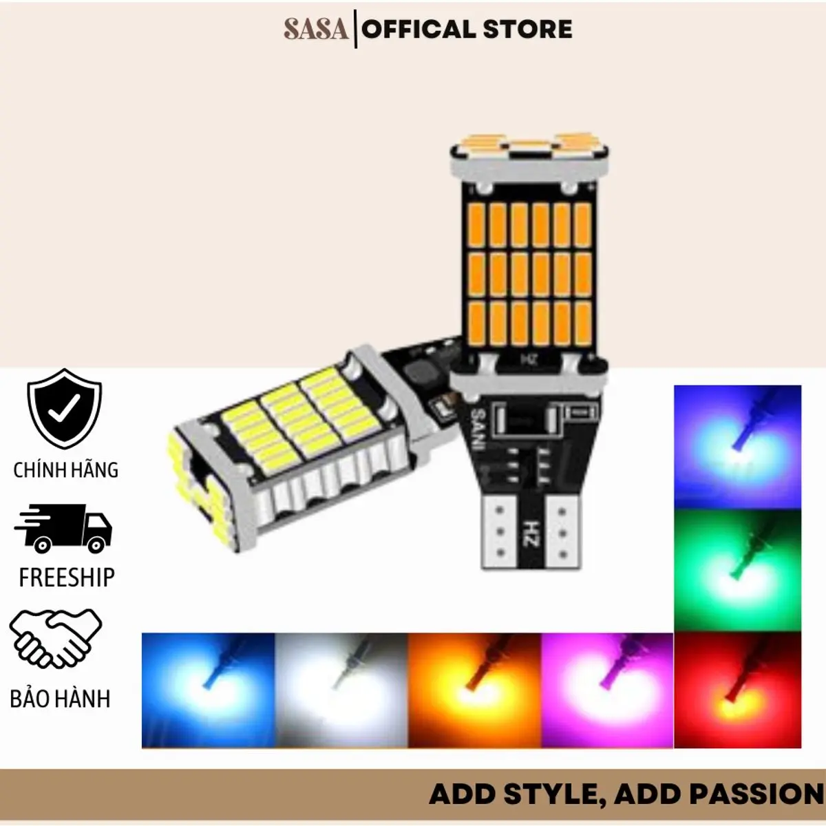 Đèn LED Xi nhan/Đèn Lùi Chân T15/T10 Cho Ô tô Xe máy Chíp 4014 Siêu sáng - 15w