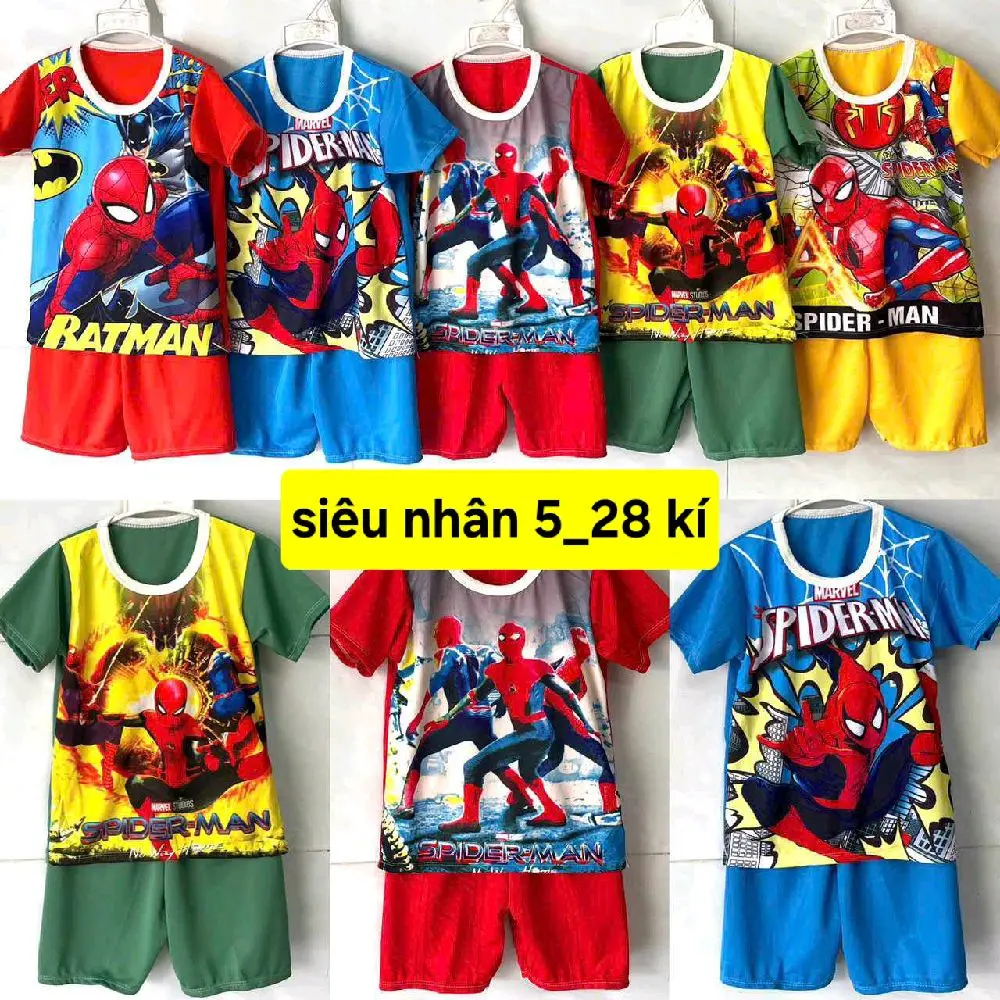 (5_40kg) Combo 5 Bộ Quần Áo Vải Thun 3d In Hình Siêu Nhân Cho Bé Trai Baby three đồ bộ cho bé labubu mẩu giáo mùa hè sơ sinh Gift Sets 5bot cộc moon cotton lụa lavie-đồ tămlạnh chobé tole sét nỉ set peekaboo Dài giày búp mũ