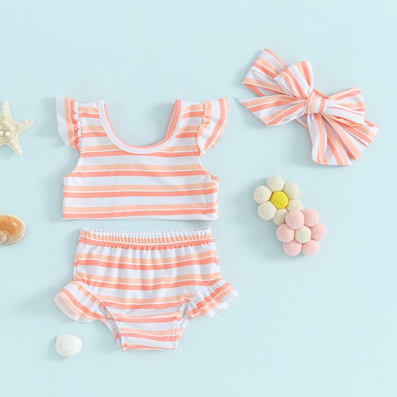 Product Introduction of Toddler Girls Three Piece Swimsuits Fly Sleeve Bikini Set Beachwear Summer Bathing Suits,Cute,Soft,Comfortable,Fitted,High-quality,Fashion,Elastic,Daily Wear,6-24 Months,2-3 Years 42