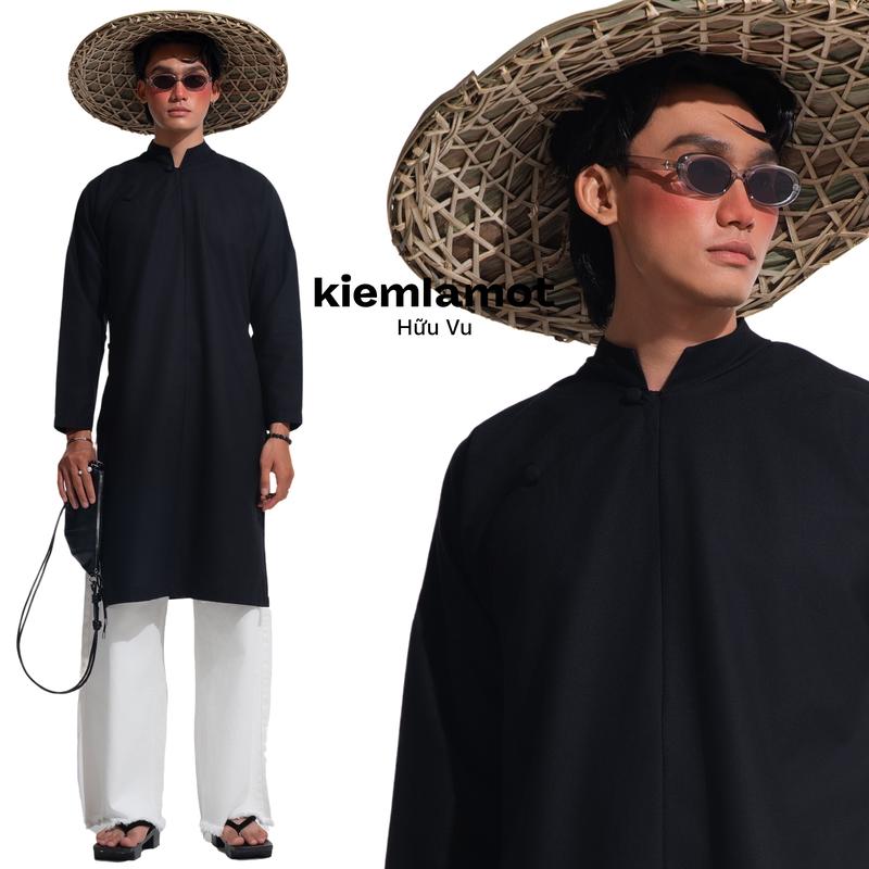 Áo dài ngũ thân Kiếm Là Mốt Hữu Vu màu đen vải linen không bao gồm quần áo dài tết - Menswear