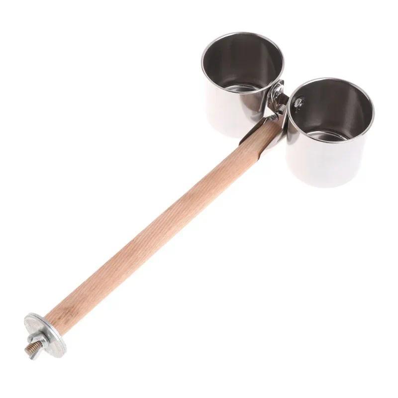 Product Introduction of 1 Set Bird Feeder Cup with Clamp Stainless Steel Double Feeding Dish Food & Water Bowl for Parrots African Greys Budgies 5