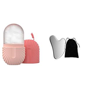 Rodillo de Hielo para Masaje Facial & Tabla de Raspado de Acero Inoxidable Reutilizable & Bolsa de Almacenamiento a Prueba de Polvo, 3 Piezas/set Herramienta de Cuidado de la Piel Manual para Mujeres