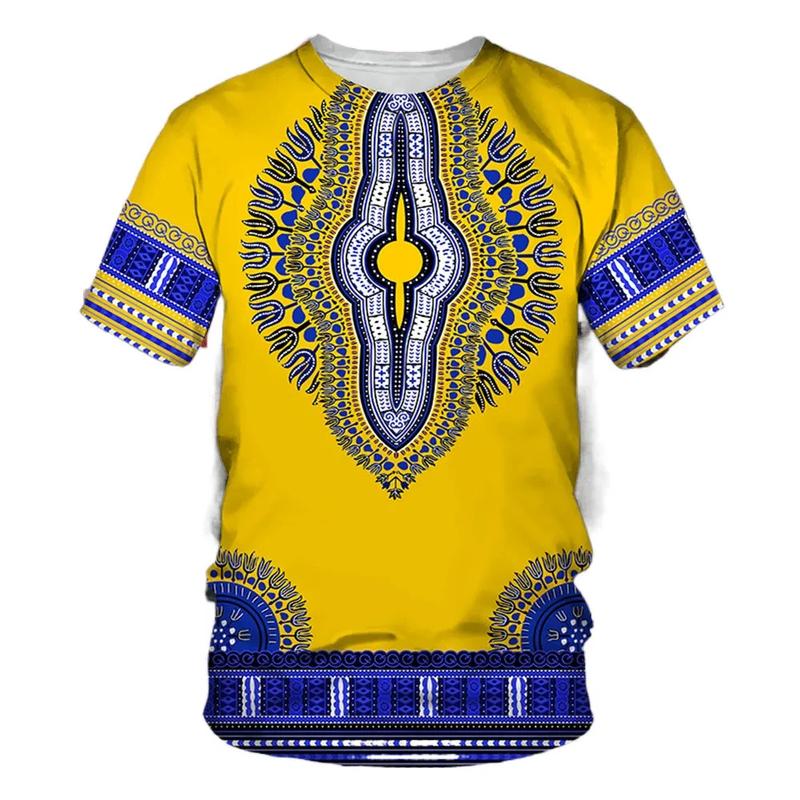 Product Introduction of New Summer African Ethnic Style Pattern 3D Print T-Shirts Men Women Tshirt Short Sleeve Oversized Harajuku Tee Top Kid 3D Thai floral print 14