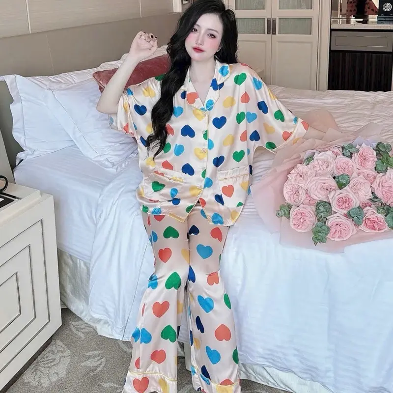 Đồ Bộ Pijama Form Cánh Dơi Chất Lụa Latin Mịn Đi Viền Bigzize 50-80kg Nữ 7