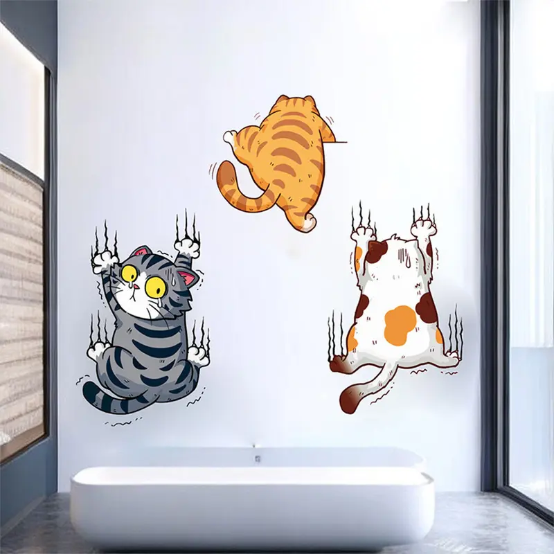 3Pcs Stiker Kucing Jatuh Stiker Mobil Lucu Keren / Sticker Cute Cat Cutting Sticker Mobil Kucing Jatuh Stiker Bumper Mobil Keren Lucu 4