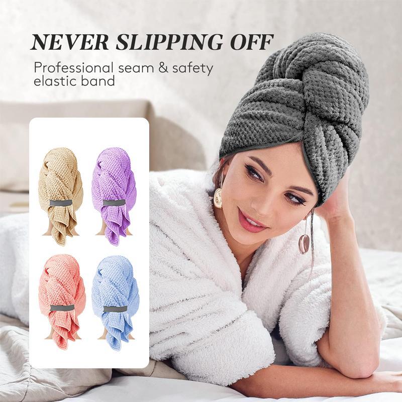 Large Hair Towel, 1 Count Soft & Skin Friendly Hair Drying Towel, Highly Absorbent Hair Towel for Bathroom, Bathroom Supplies 4