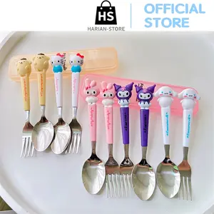 Set Sendok Garpu H1028 Alat Makan Anak Karakter Lucu Peralatan Makan Portable Praktis