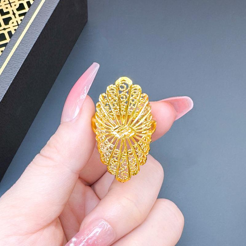 Nhẫn Vàng Phù Sa Dành Cho Nữ, Lâu Trôi, Thiết Kế Cao Cấp Độc Đáo Mở Phóng Đại, Làm Bằng Đồng Thật, Phong Cách Cổ Điển Giả Vàng, Phụ Kiện 7
