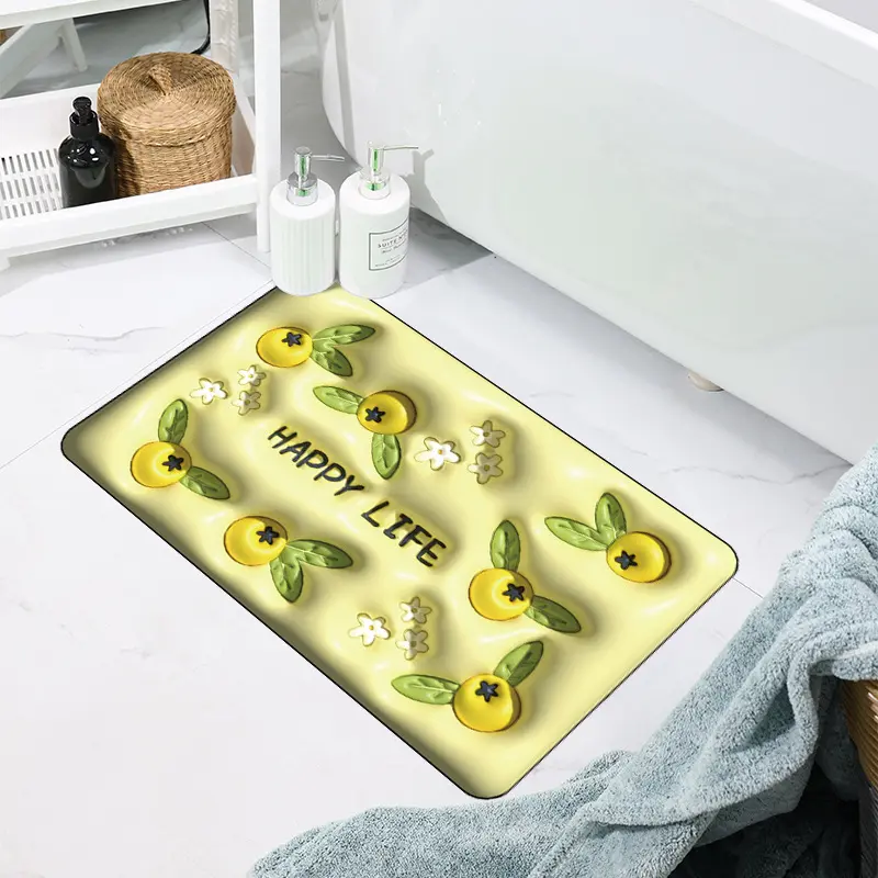 Thảm lau chân silicon 5D thấm hút nước, mặt đế cao su chống trơn trượt 40x60cm Akii Home T25 7