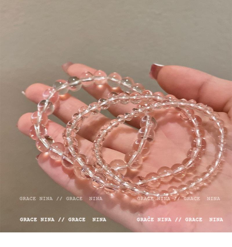 Product Introduction of Sweet Bubble! 2024 Pink Ice Transparent Beaded Bracelet for Women New Couple Bracelet Ins Simple Versatile 7
