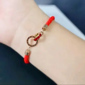 Gelang tali merah Romawi titanium anti karat Premium Perhiasan Bracelets