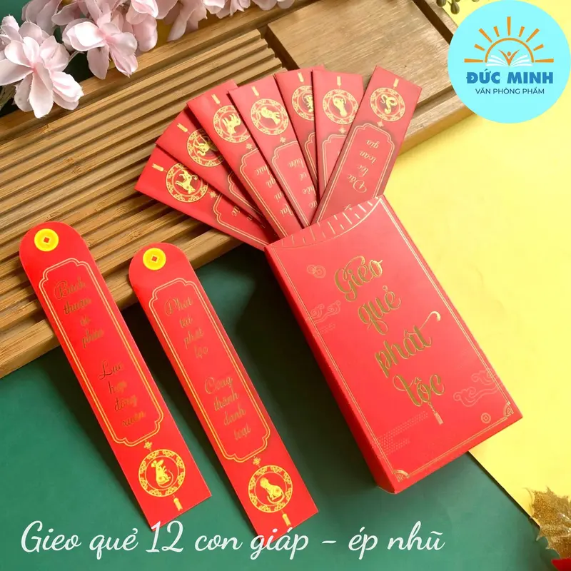 Hộp lì xì gieo quẻ 12 thẻ, lì xì tết truyền thống , tíu tít, tết đong đầy, phát tài phát lộc 2024, thiết kế riêng độc đáo, hình in sắc nét, chất liệu dày dặn - vpp Diệp Lạc (sỉ/lẻ) 2