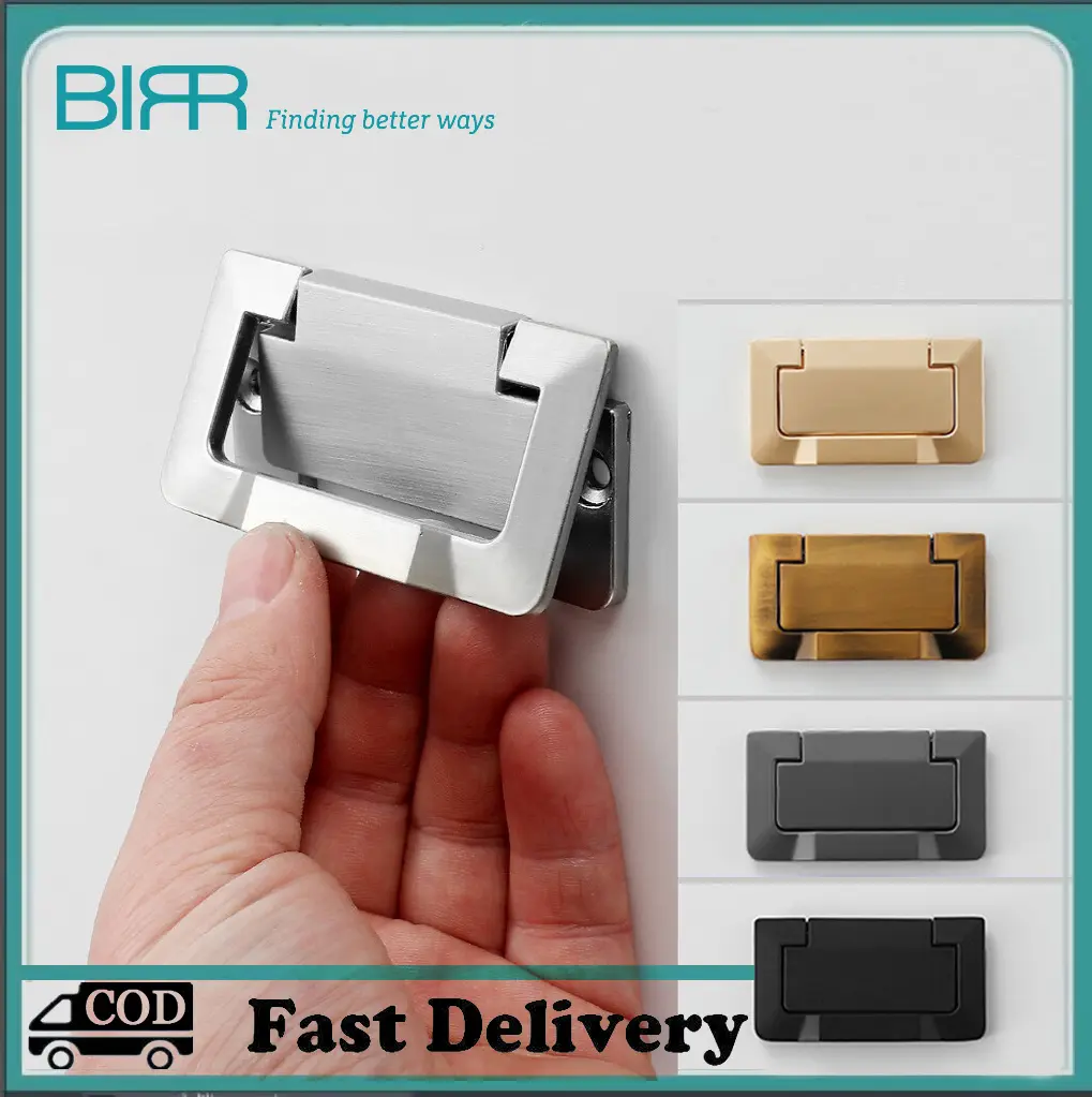 BIRR Drawer Cabinet Door Flat Concealed Handle Free Punching Invisible Handle TV Cabinet Handle Door Handle Dedside Table