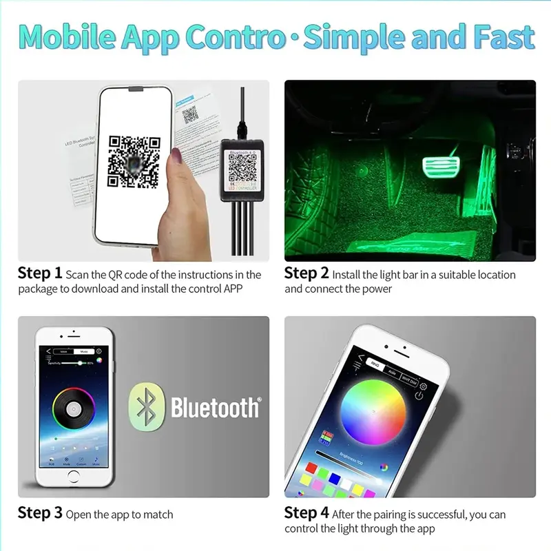 [Dapatkan Bonus] Lampu interior mobil LED dashboard + remote control sensor musik 7