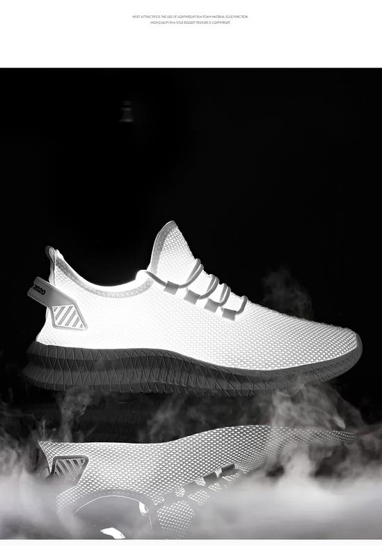 Product Introduction of Summer men's sports shoes breathable white men's sports shoes fashion light black walking. 48