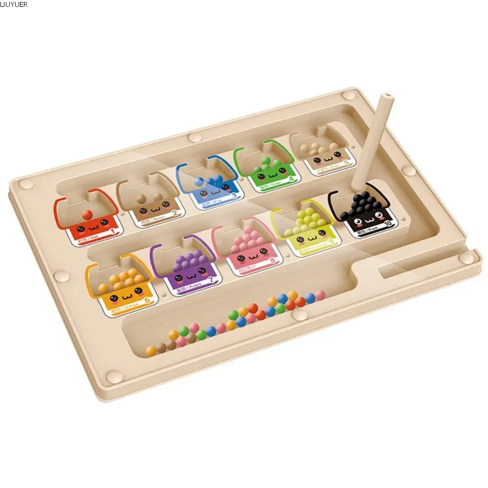 LIUYUER Learning Wood Wooden Positioning Game 2 in 1 Magnetic Kid’s Concentration Training Toys Funny Montessori Magnetic Color Sorting Games Children Gift