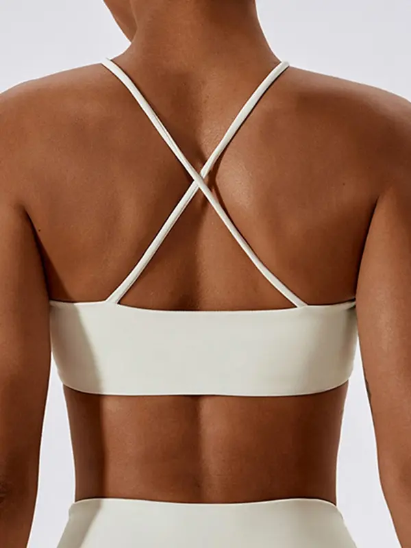 Women's Criss Cross Backless Sports Bra, Solid Color Soft Comfortable Breathable Athletic Bra for Yoga Gym Workout, Lady Activewear 7
